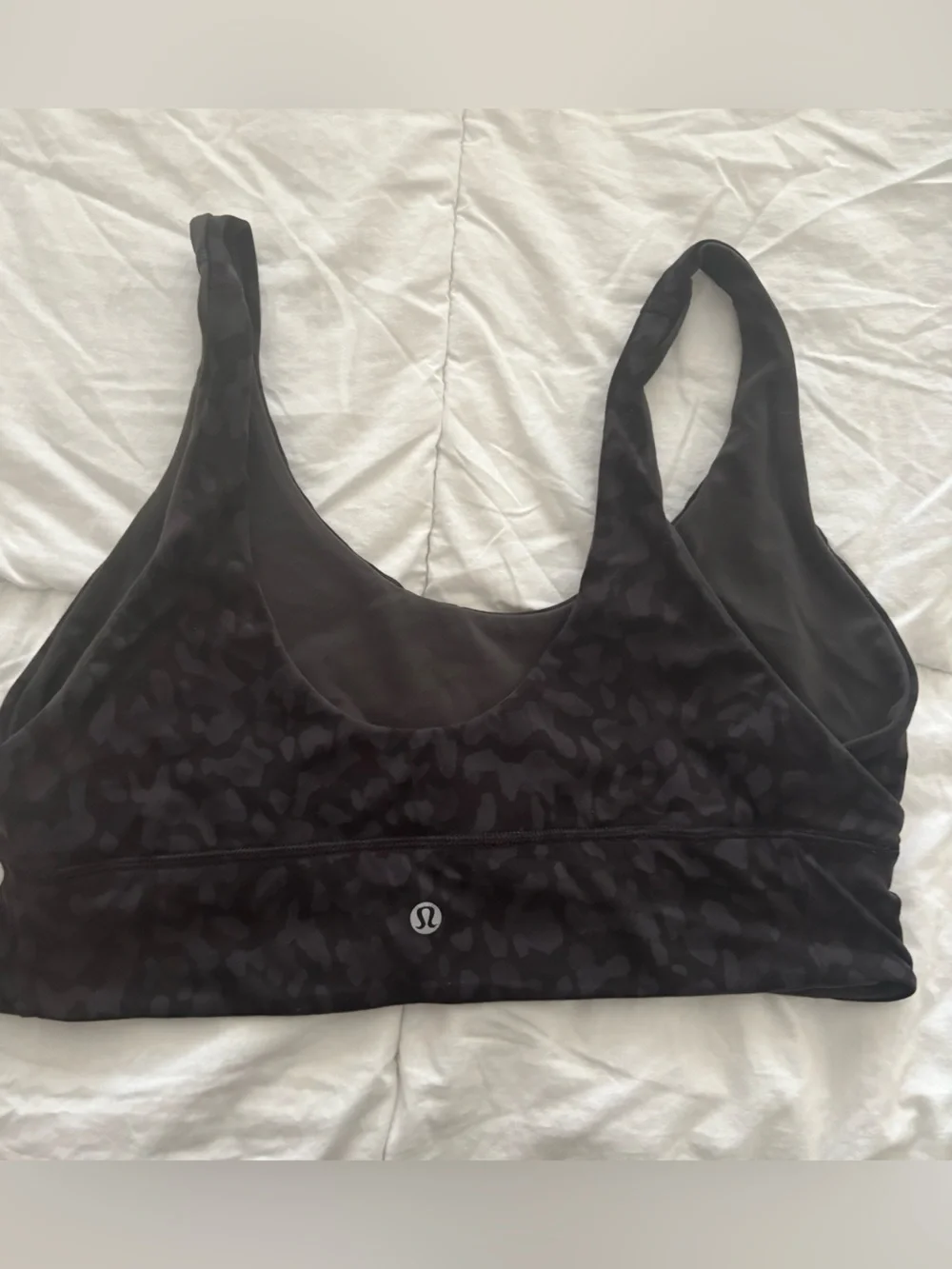 Lululemon athletica Black/ Grey Camo-Pattern reversible Sports Bra Size 12